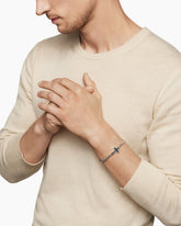 Cross Station Bracelet in Sterling Silver with Black Diamonds, 5mm